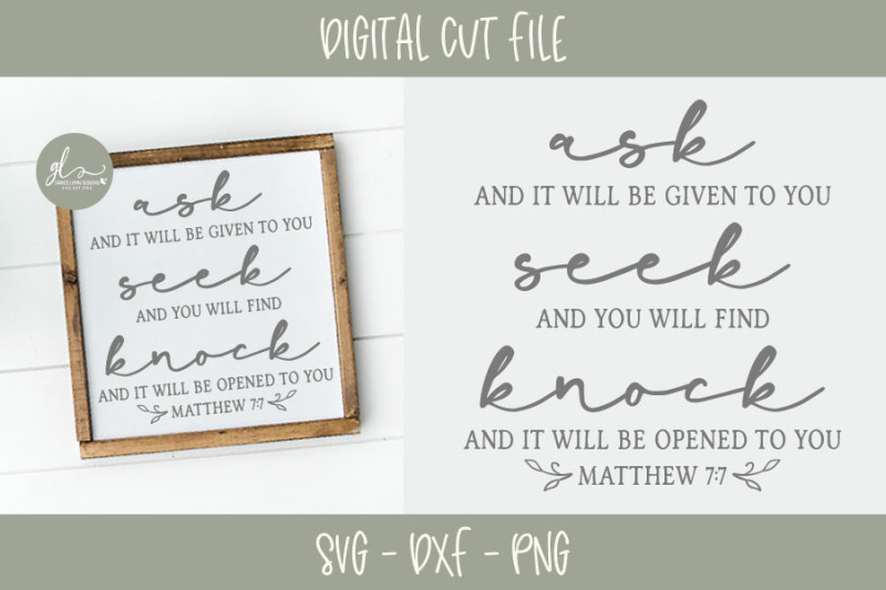 Ask And It Will Be Given To You Scripture Svg By Grace Lynn Designs Thehungryjpeg Com