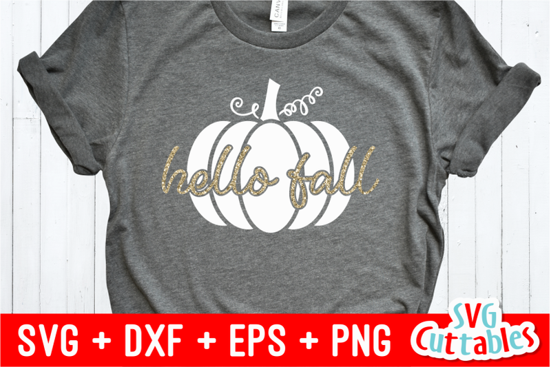 Hello Fall Pumpkin | Cut File By Svg Cuttables | TheHungryJPEG