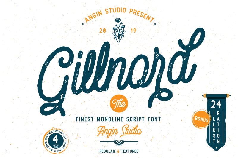 Gillnord Monoline Script Extras Illustration By Anginstudio Thehungryjpeg Com