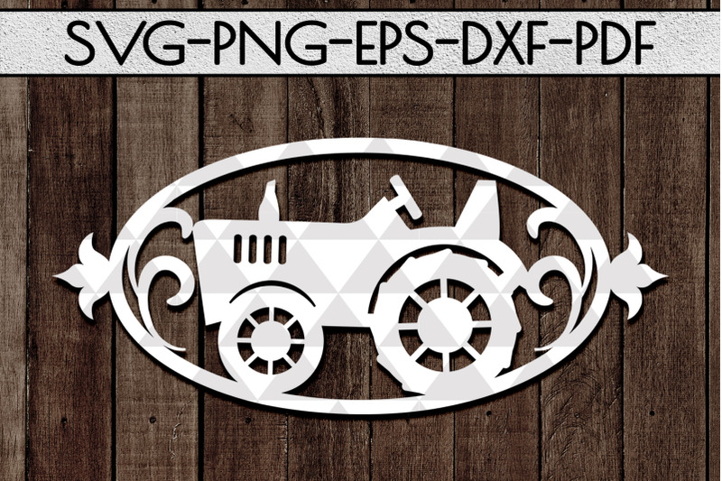 Farm Tractor Frame Papercut Template Farm Decor Pdf Svg By Mulia Designs Thehungryjpeg Com