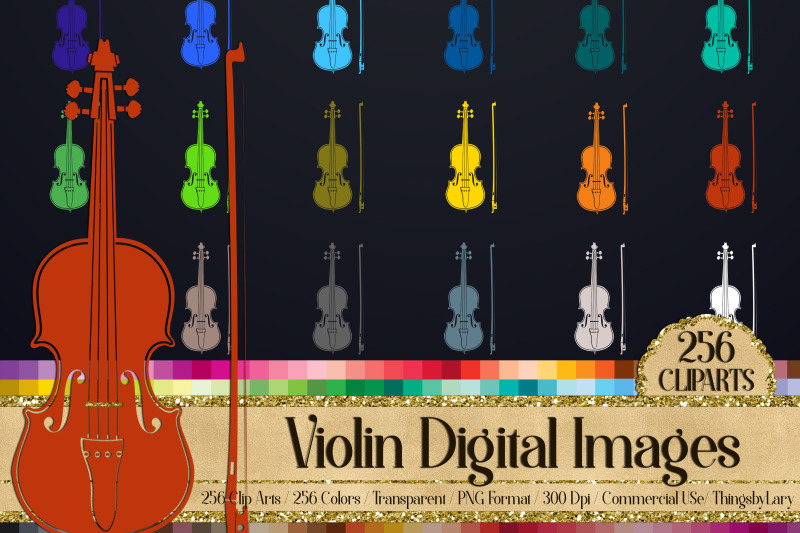 256 Solid Color Violin Instrument Printable Sticker Clip Arts By Artinsider Thehungryjpeg Com