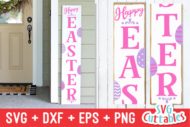 Happy Easter Vertical Sign Cut File By Svg Cuttables Thehungryjpeg Com