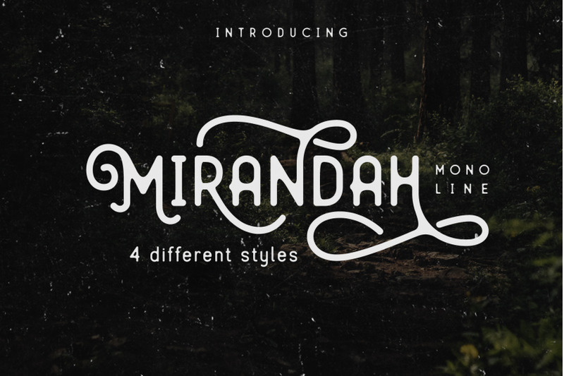 Mirandah Monoline Font Family By Arterfak Project Thehungryjpeg Com