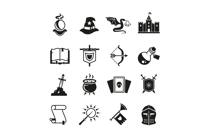Fantasy Medieval Tale Vector Icons Mystery Magic And Knight Pictogram By Microvector Thehungryjpeg Com