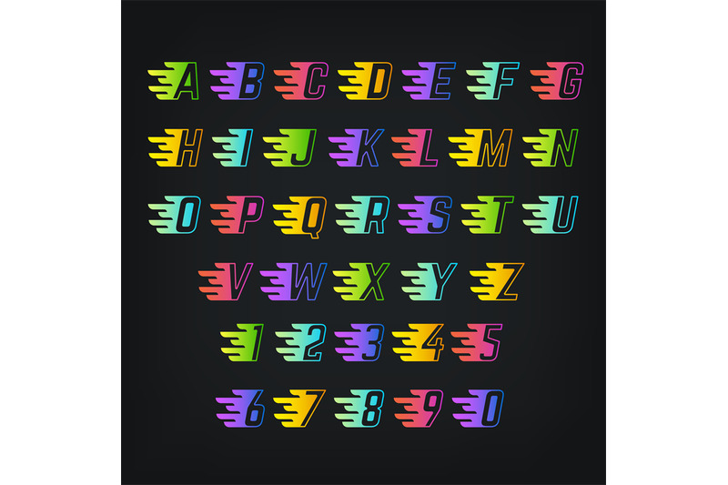 Energy Color Alphabet Letters With Speed Lines Graffiti Or Sports Ve By Microvector Thehungryjpeg Com