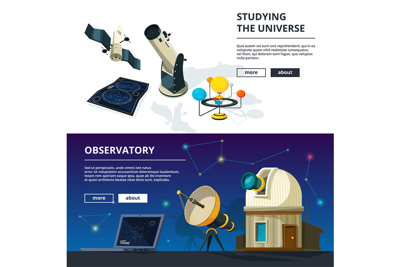 Astronomy. Vector banners set of science theme By ONYX | TheHungryJPEG