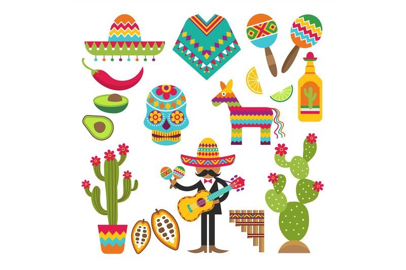 mexican-symbols-vector-design-template-of-traditional-mexican-element