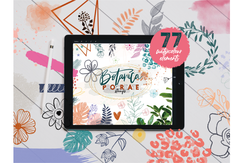 Botanica Watercolour Stamp Brushes For Procreate By Okayannie Designs Thehungryjpeg Com