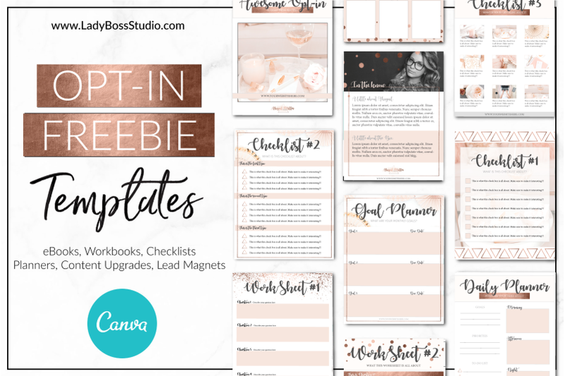 Canva Opt In Freebie Templates Rose Gold By Lady Boss Studio Thehungryjpeg Com