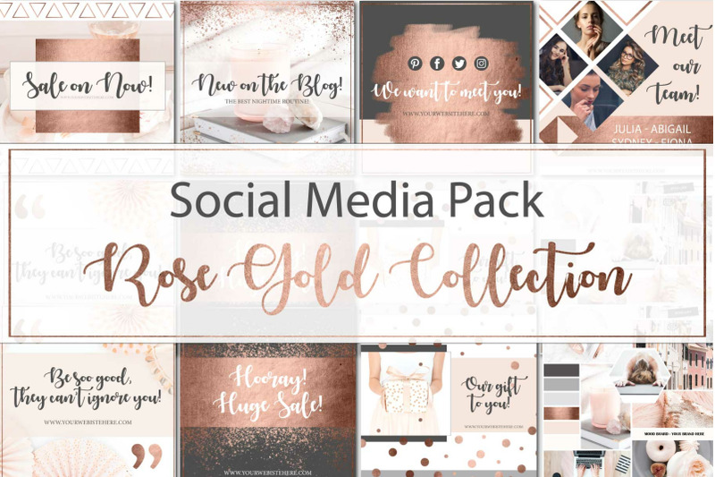 Canva Social Media Rose Gold By Lady Boss Studio Thehungryjpeg Com