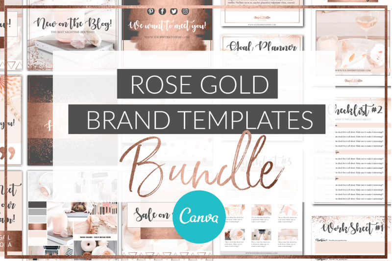 Canva Rose Gold Branding Bundle By Lady Boss Studio Thehungryjpeg Com