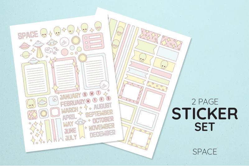 Space Alien Sticker Set By Lacy's Designs | TheHungryJPEG