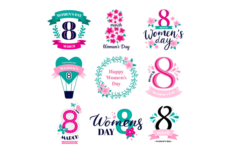 Eight March Badges International Womens Day Congratulations 8 Logo A By Tartila Thehungryjpeg Com