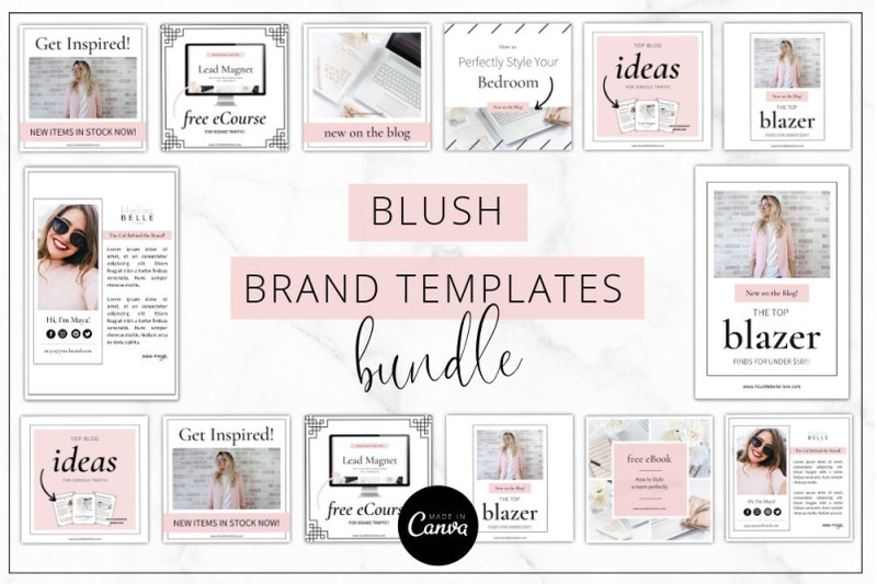 Canva Blush Brand Templates Bundle By Lady Boss Studio | TheHungryJPEG