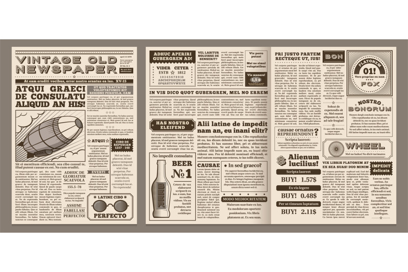 Vintage Newspaper Template Retro Newspapers Page Old News Headline A By Tartila Thehungryjpeg Com