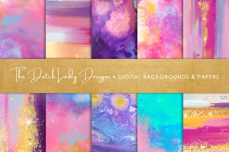 Colorful Brush Strokes & Stains Background Textures By The Dutch Lady