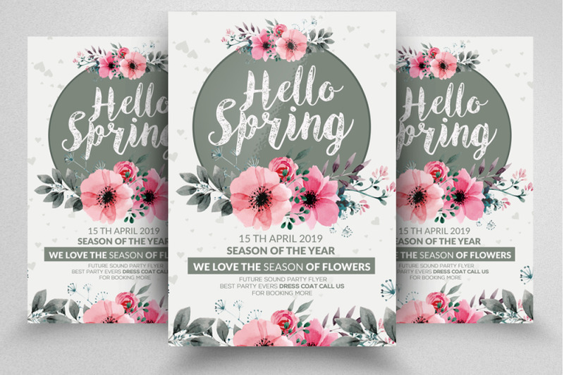 Hello Spring Flyer Template By Designhub | TheHungryJPEG