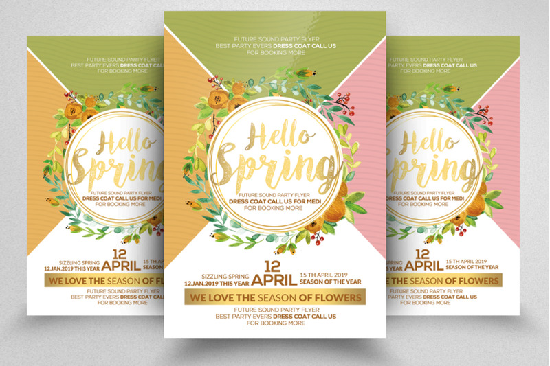 Hello Spring Flyer Template By Designhub | TheHungryJPEG