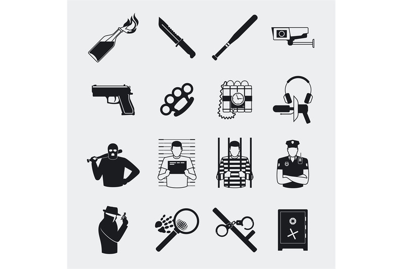 Criminal and prison icons By SmartStartStocker | TheHungryJPEG