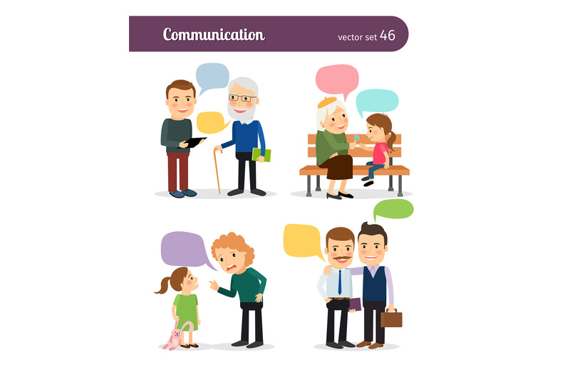 Characters with speech bubbles By SmartStartStocker TheHungryJPEG