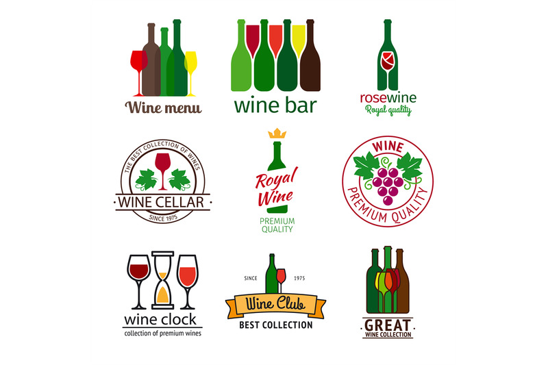 Wine shop logos set By SmartStartStocker | TheHungryJPEG