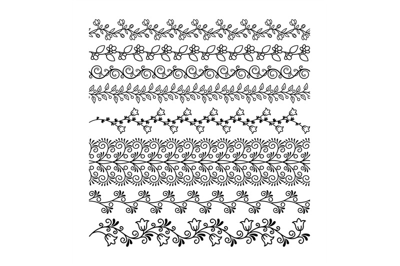 Hand drawn floral line borders By SmartStartStocker | TheHungryJPEG.com