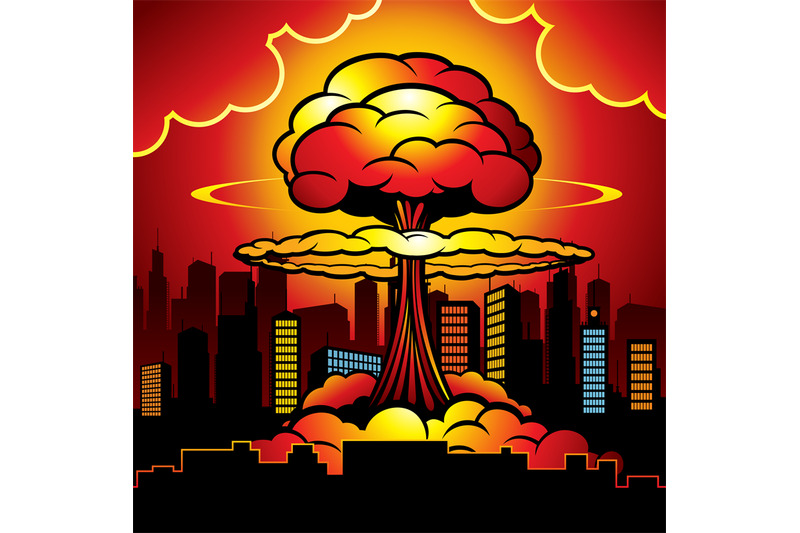 atomic bomb explosion cartoon