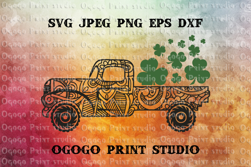 Download St Patrick S Day Truck Svg Shamrock Svg Zentangle Svg By Ogogo Print Thehungryjpeg Com