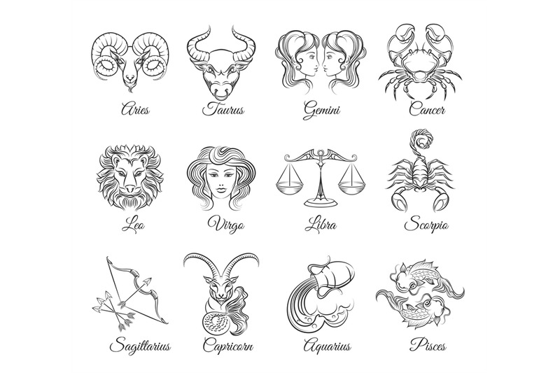 Zodiac graphic signs vector By vectortatu | TheHungryJPEG