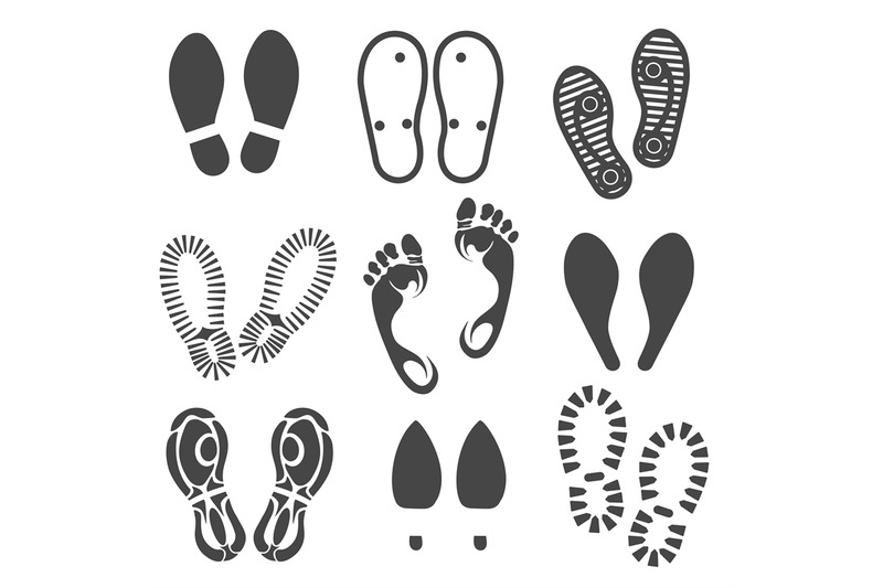 Footprint and shoes prints set By vectortatu | TheHungryJPEG