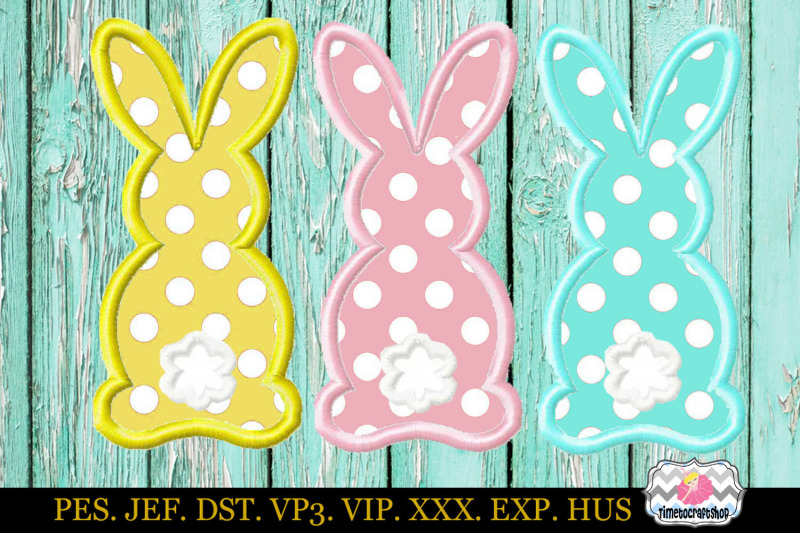 Easter Bunny Applique Design Dst Exp Hus Jef Pes Sew Vip Vp3 F By Timetocraftshop Thehungryjpeg Com