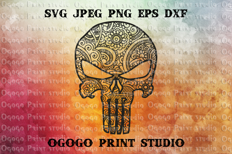 Punisher Skull Svg Zentangle Svg Mandala Svg By Ogogo Print Thehungryjpeg Com