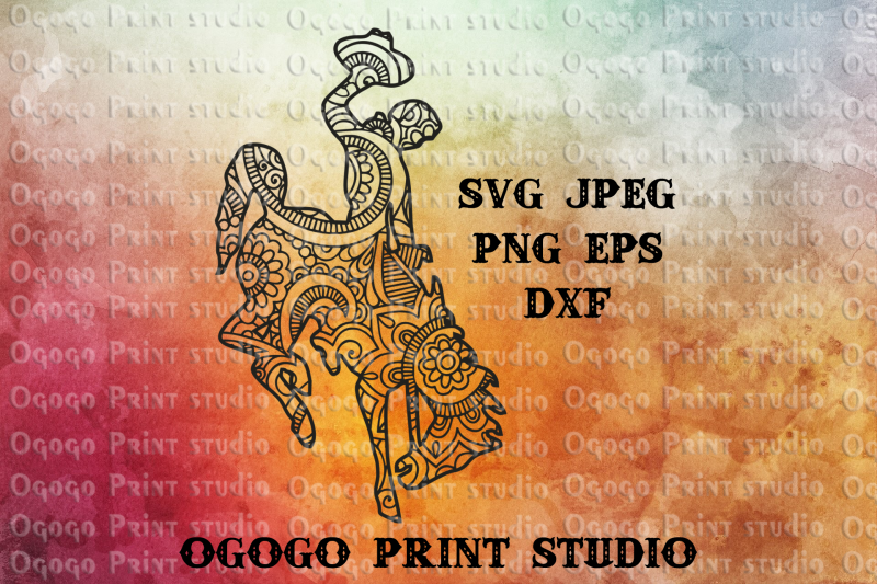 Wyoming Bucking Horse Svg Zentangle Svg Mandala Svg Cricut By Ogogo Print Thehungryjpeg Com