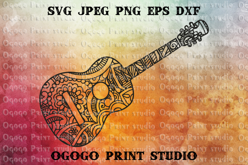 Download Guitar Svg, Zentangle SVG, Music SVG, Mandala svg, Cricut By Ogogo Print | TheHungryJPEG.com