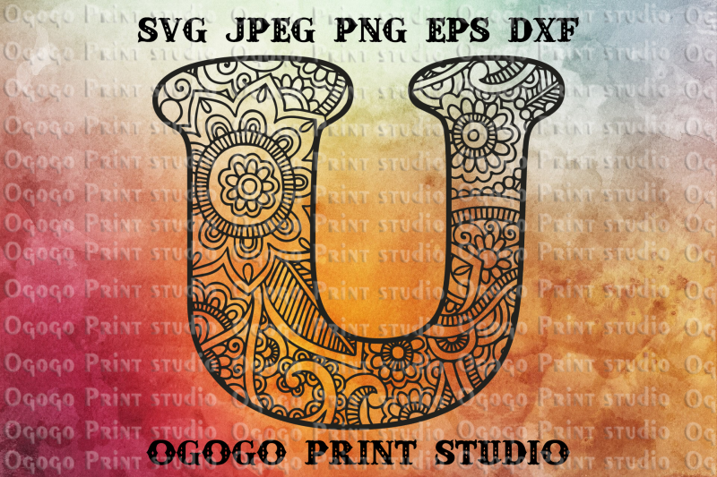 Alphabet Letter Svg Floral Font Mandala Svg Zentangle Svg By Ogogo Print Thehungryjpeg Com