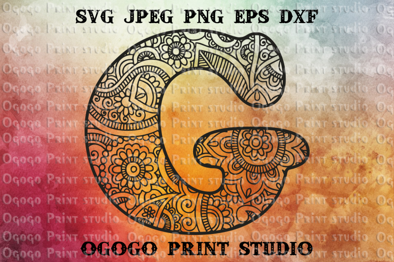 Download Alphabet Letter G Svg Initial Svg Zentangle Svg Mandala Svg By Ogogo Print Thehungryjpeg Com