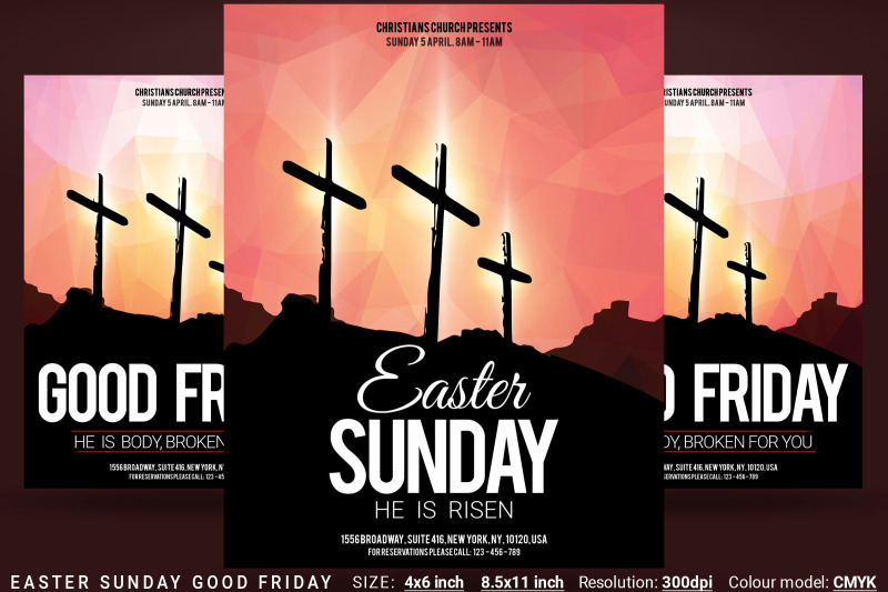 Easter Sunday Good Friday Church Flyer By Artolus Thehungryjpeg Com