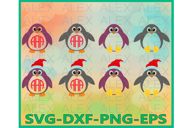 Penguin Monogram Clipart Christmas Penguin Monogram Frame By Alexsvgstudio Thehungryjpeg Com