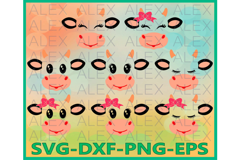 Download Cow Face Clipart Cow Eyelashes By Alexsvgstudio Thehungryjpeg Com