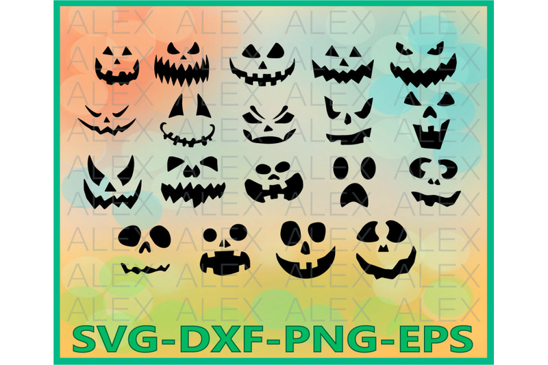 Pumpkin Faces Halloween Halloween Silhouettes By Alexsvgstudio Thehungryjpeg Com