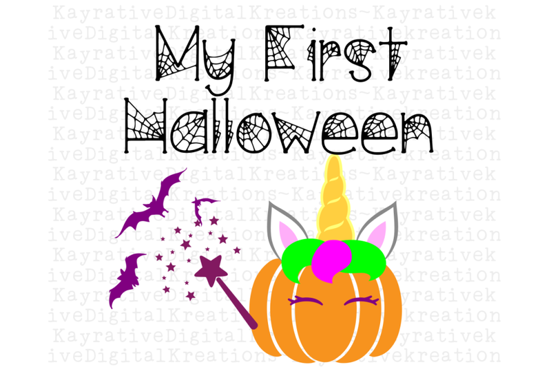 My First Halloween Unicorn Pumpkin Svg By Kayrativedigital Thehungryjpeg Com