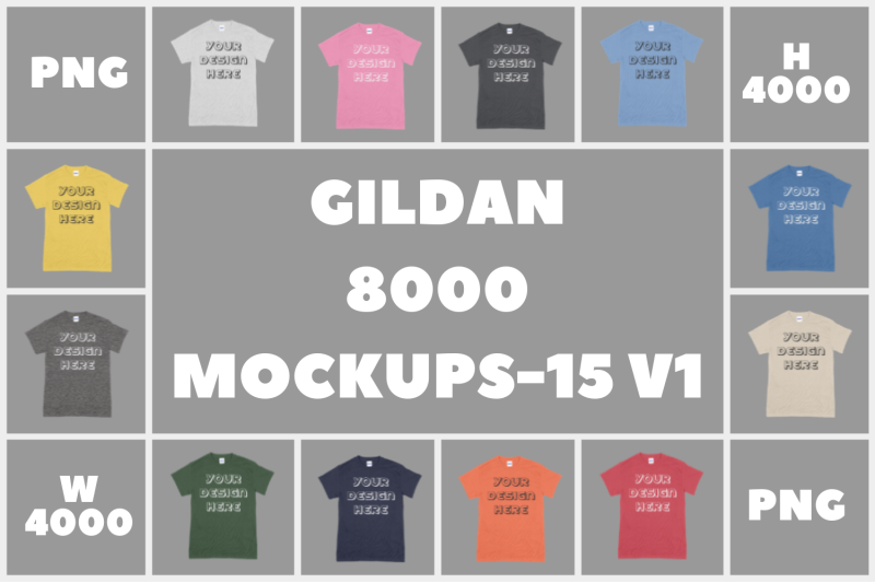 Download Gildan 8000 Dryblend Adult T Shirt Mockups V1 Png By Mockupvenue Thehungryjpeg Com Yellowimages Mockups