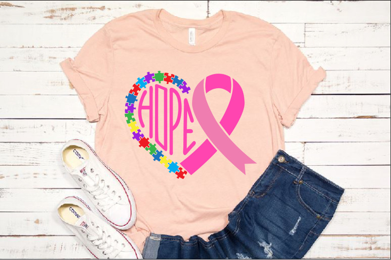 Hope Heart Ribbon Puzzle Autism Awareness SVG 1349s By HamHamArt