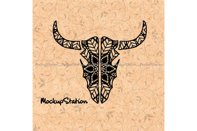 Download Longhorn Skull Mandala Zentangle Boho Texas Decor Svg By Mockupstation Thehungryjpeg Com