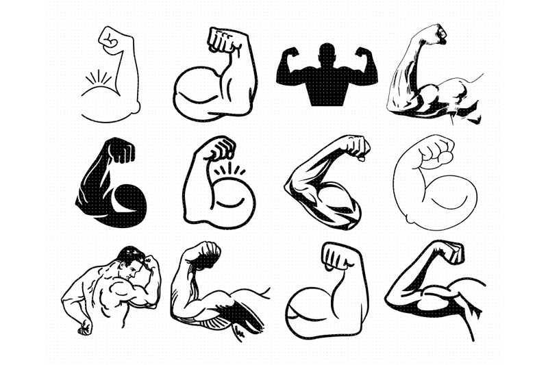 strong arm flex svg, svg files, vector, clipart, cricut, download By Crafte...