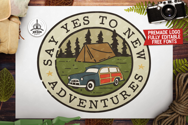 Download Hiking Adventure Badge Vintage Camp Logo Patch Svg By Jekson Graphics Thehungryjpeg Com PSD Mockup Templates