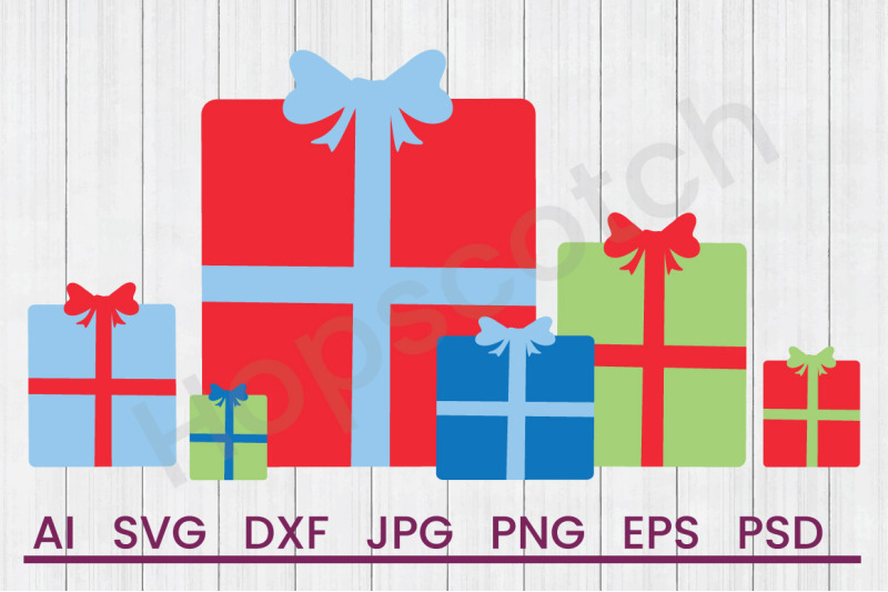 Christmas Gifts Svg File Dxf File By Hopscotch Designs Thehungryjpeg Com