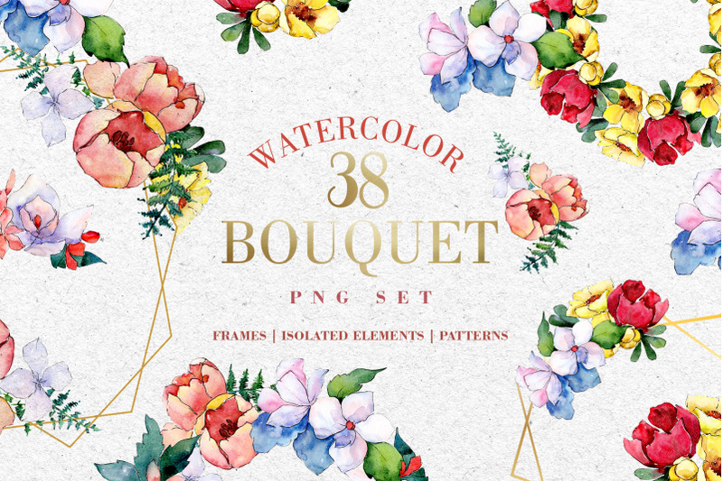 Bouquet touching feelings Watercolor png By MyStocks | TheHungryJPEG