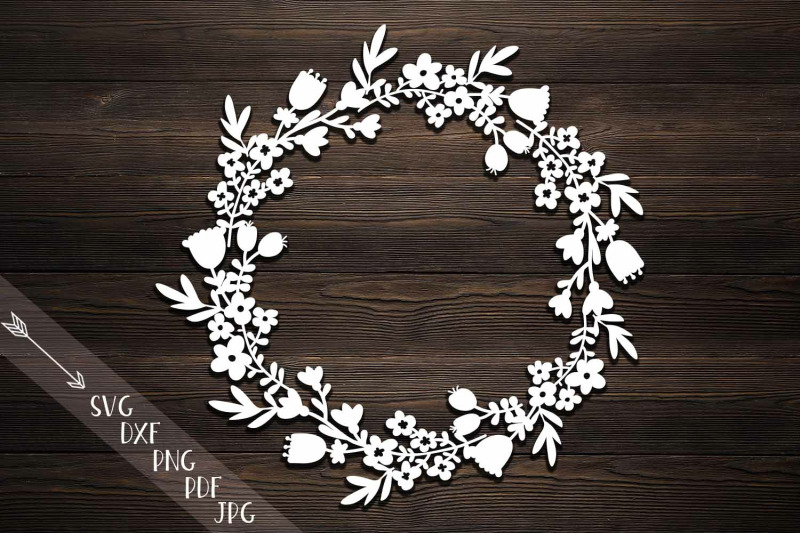 Download Rustic Monogram Flowers Wreath svg dxf paper laser cut ...