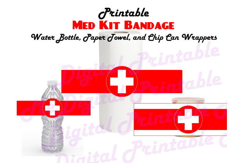 Medkit Wrappers Health Bandage Printable Paper Towel Water Bottle By Digitalprintableme Thehungryjpeg Com